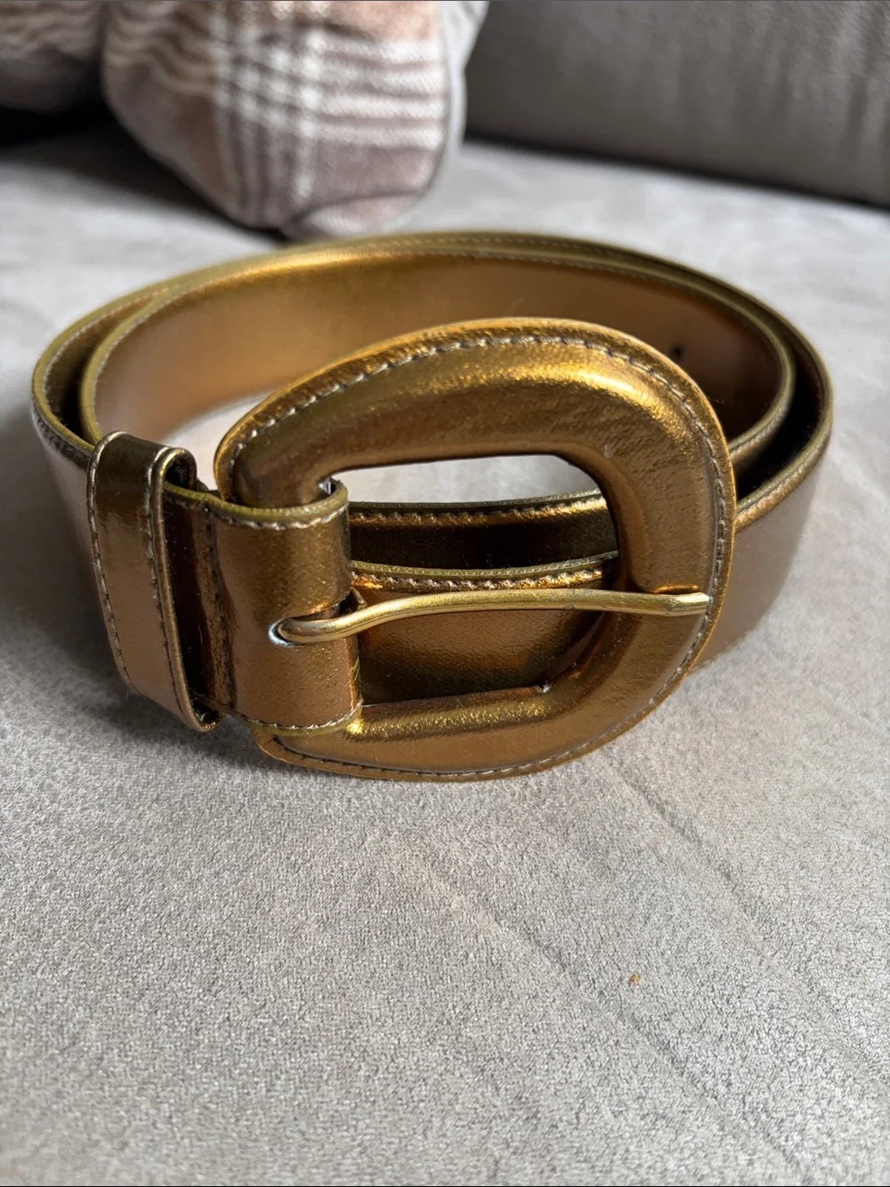 Ritz Metallic Gold Belt Oval Buckle L Vtg